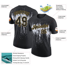 Laden Sie das Bild in den Galerie-Viewer, Uksn Individuelles Schwarz Weiß-Altgold Tropfende Spritzer Farbe Funktions-T-Shirt
