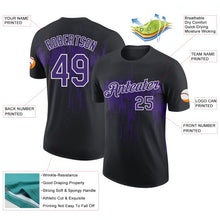 Laden Sie das Bild in den Galerie-Viewer, Uksn Individuelles Schwarz Violett-Weiß Tropfende Spritzer Farbe Funktions-T-Shirt