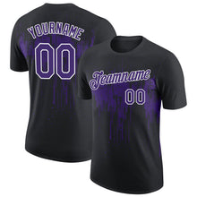 Laden Sie das Bild in den Galerie-Viewer, Uksn Individuelles Schwarz Violett-Weiß Tropfende Spritzer Farbe Funktions-T-Shirt