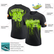 Laden Sie das Bild in den Galerie-Viewer, Uksn Individuelles Schwarz Neongrün-Weiß Tropfende Spritzer Farbe Funktions-T-Shirt