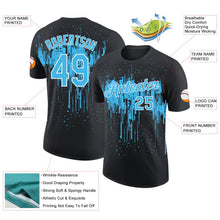 Laden Sie das Bild in den Galerie-Viewer, Uksn Individuelles Schwarz Himmelblau-Weiß Tropfende Spritzer Farbe Funktions-T-Shirt