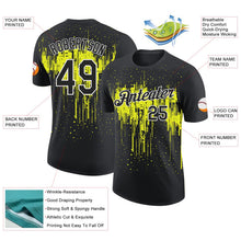 Laden Sie das Bild in den Galerie-Viewer, Uksn Individuelles Schwarz Neongelb-Weiß Tropfende Spritzer Farbe Funktions-T-Shirt