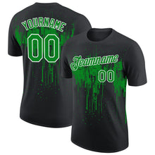 Laden Sie das Bild in den Galerie-Viewer, Uksn Individuelles Schwarz Grasgrün-Weiß Tropfende Spritzer Farbe Funktions-T-Shirt