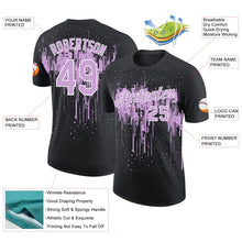 Laden Sie das Bild in den Galerie-Viewer, Uksn Individuelles Schwarz Hellviolett-Weiß Tropfende Spritzer Farbe Funktions-T-Shirt