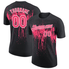 Laden Sie das Bild in den Galerie-Viewer, Uksn Individuelles Schwarz Neonpink-Weiß Tropfende Spritzer Farbe Funktions-T-Shirt