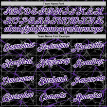 Laden Sie das Bild in den Galerie-Viewer, Uksn Individuelles Schwarz Violett Grau-Weiß Abstrakt Netzwerk Crackle Funktions-T-Shirt