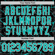 Laden Sie das Bild in den Galerie-Viewer, Uksn Individuelles Schwarz Aqua Grau-Weiß Abstrakt Netzwerk Crackle Funktions-T-Shirt