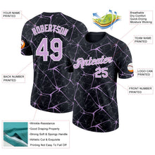 Laden Sie das Bild in den Galerie-Viewer, Uksn Individuelles Schwarz Hellviolett Grau-Weiß Abstrakt Netzwerk Crackle Funktions-T-Shirt
