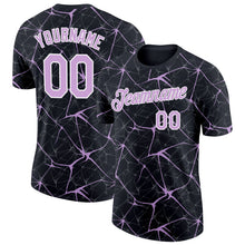 Laden Sie das Bild in den Galerie-Viewer, Uksn Individuelles Schwarz Hellviolett Grau-Weiß Abstrakt Netzwerk Crackle Funktions-T-Shirt
