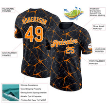 Laden Sie das Bild in den Galerie-Viewer, Uksn Individuelles Schwarz Bay Orange Grau-Weiß Abstrakt Netzwerk Crackle Funktions-T-Shirt