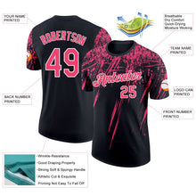 Laden Sie das Bild in den Galerie-Viewer, Uksn Individuelles Schwarz Neonpink-Weiß Used-Look Kratzer Pinselstrich Funktions-T-Shirt