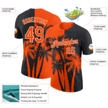 Laden Sie das Bild in den Galerie-Viewer, Uksn Individuelles Schwarz Orange-Weiß Hawaii Tropisch Küstenpalmen Funktions-T-Shirt