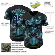 Laden Sie das Bild in den Galerie-Viewer, Uksn Individuelles Schwarz Marineblau-Eisblau Cyber Tropische Palmen Gothic-Fantasie Authentisches Baseball-Trikot