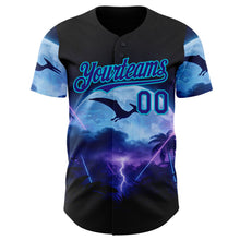 Laden Sie das Bild in den Galerie-Viewer, Uksn Individuelles Schwarz Dunkelviolett-Lakes Blau Cyber Tropische Palmen Gothic-Fantasie Authentisches Baseball-Trikot