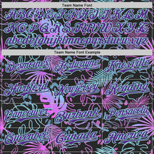 Laden Sie das Bild in den Galerie-Viewer, Uksn Individuelles Schwarz Violett-Eisblau Cyber Tropische Palmen Musikfestival Authentisches Baseball-Trikot