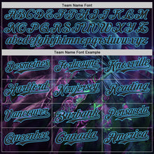 Laden Sie das Bild in den Galerie-Viewer, Uksn Individuelles Schwarz-Himmelblau Cyber Tropische Palmen Gothic-Fantasie Gothic-Fantasie Authentisches Baseball-Trikot