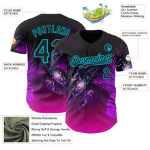 Laden Sie das Bild in den Galerie-Viewer, Uksn Individuelles Schwarz Violett-Lakes Blau Cyber Tropische Palmen Gothic-Fantasie Gothic-Fantasie Authentisches Baseball-Trikot