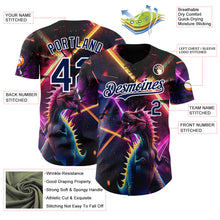 Laden Sie das Bild in den Galerie-Viewer, Uksn Individuelles Schwarz Marineblau Violett-Weiß Cyber Tropische Palmen Musikfestival Gothic-Fantasie Authentisches Baseball-Trikot