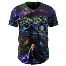 Laden Sie das Bild in den Galerie-Viewer, Uksn Individuelles Schwarz Dunkelviolett-Neongrün Cyber Tropische Palmen Musikfestival Gothic-Fantasie Authentisches Baseball-Trikot