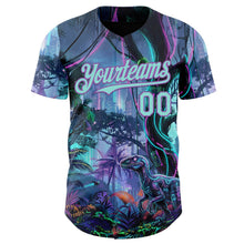 Laden Sie das Bild in den Galerie-Viewer, Uksn Individuelles Schwarz Eisblau-Mittelviolett Cyber Tropische Palmen Musikfestival Gothic-Fantasie Authentisches Baseball-Trikot