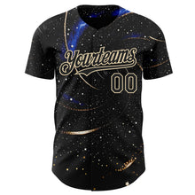Laden Sie das Bild in den Galerie-Viewer, Uksn Individuelles Schwarz-Creme Galaxie Stern Authentisches Baseball-Trikot