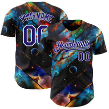 Laden Sie das Bild in den Galerie-Viewer, Uksn Individuelles Schwarz Dunkelviolett-Weiß Galaxie Stern Nebel Authentisches Baseball-Trikot