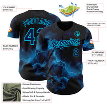 Laden Sie das Bild in den Galerie-Viewer, Uksn Individuelles Schwarz Marineblau-Lakes Blau Galaxie Stern Nebel Authentisches Baseball-Trikot