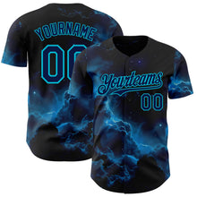 Laden Sie das Bild in den Galerie-Viewer, Uksn Individuelles Schwarz Marineblau-Lakes Blau Galaxie Stern Nebel Authentisches Baseball-Trikot