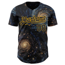 Laden Sie das Bild in den Galerie-Viewer, Uksn Individuelles Schwarz Marineblau-Gold Galaxie Stern Authentisches Baseball-Trikot