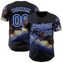 Laden Sie das Bild in den Galerie-Viewer, Uksn Individuelles Schwarz Royalblau-Weiß Galaxie Stern Nebel Authentisches Baseball-Trikot