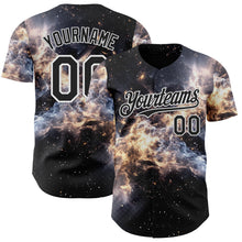 Laden Sie das Bild in den Galerie-Viewer, Uksn Individuelles Schwarz-Weiß Galaxie Stern Nebel Authentisches Baseball-Trikot