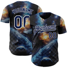 Laden Sie das Bild in den Galerie-Viewer, Uksn Individuelles Schwarz Marineblau-Weiß Galaxie Stern Nebel Authentisches Baseball-Trikot
