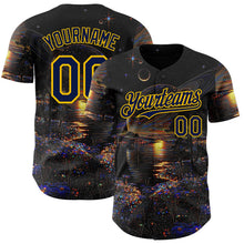 Laden Sie das Bild in den Galerie-Viewer, Uksn Individuelles Schwarz Marineblau-Gelb Galaxie Stern Authentisches Baseball-Trikot