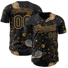 Laden Sie das Bild in den Galerie-Viewer, Uksn Individuelles Schwarz-Vegas-Gold Galaxie Stern Authentisches Baseball-Trikot