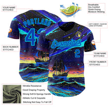 Laden Sie das Bild in den Galerie-Viewer, Uksn Individuelles Schwarz Gewitterblau-Lakes Blau Galaxie Stern Authentisches Baseball-Trikot