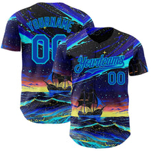 Laden Sie das Bild in den Galerie-Viewer, Uksn Individuelles Schwarz Gewitterblau-Lakes Blau Galaxie Stern Authentisches Baseball-Trikot