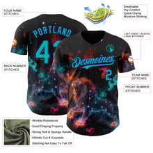 Laden Sie das Bild in den Galerie-Viewer, Uksn Individuelles Schwarz Aqua-Dunkelviolett Galaxie Stern Löwe Authentisches Baseball-Trikot