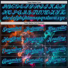 Laden Sie das Bild in den Galerie-Viewer, Uksn Individuelles Schwarz Aqua-Dunkelviolett Galaxie Stern Löwe Authentisches Baseball-Trikot