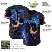 Laden Sie das Bild in den Galerie-Viewer, Uksn Individuelles Schwarz Violett-Lakes Blau Galaxie Stern Mond Nebel Authentisches Baseball-Trikot