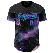 Laden Sie das Bild in den Galerie-Viewer, Uksn Individuelles Schwarz Violett-Lakes Blau Galaxie Stern Nebel Authentisches Baseball-Trikot