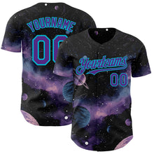 Laden Sie das Bild in den Galerie-Viewer, Uksn Individuelles Schwarz Violett-Lakes Blau Galaxie Stern Nebel Authentisches Baseball-Trikot
