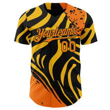 Laden Sie das Bild in den Galerie-Viewer, Uksn Individuelles Schwarz Bay Orange-Gelb Leopardenprint Tigerstreifen Authentisches Baseball-Trikot