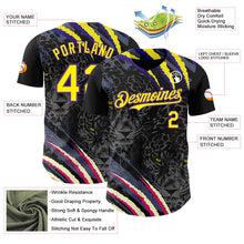 Laden Sie das Bild in den Galerie-Viewer, Uksn Individuelles Schwarz Hellgelb-Violett Leopardenprint Kratzer Authentisches Baseball-Trikot