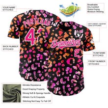 Laden Sie das Bild in den Galerie-Viewer, Uksn Individuelles Schwarz Hot Pink-Weiß Leopardenprint Authentisches Baseball-Trikot