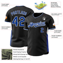 Laden Sie das Bild in den Galerie-Viewer, Uksn Individuelles Schwarz Royalblau-Weiß Klassischer Farbblock Seitenpanel-Streifen Authentisches Baseball-Trikot