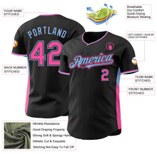 Laden Sie das Bild in den Galerie-Viewer, Uksn Individuelles Schwarz Pink-Hellblau Klassischer Farbblock Seitenpanel-Streifen Authentisches Baseball-Trikot