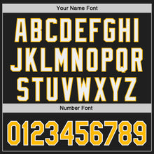 Laden Sie das Bild in den Galerie-Viewer, Uksn Individuelles Schwarz Gold-Weiß Klassischer Farbblock Seitenpanel-Streifen Authentisches Baseball-Trikot