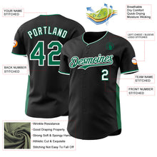 Laden Sie das Bild in den Galerie-Viewer, Uksn Individuelles Schwarz Kelly-Grün-Weiß Klassischer Farbblock Seitenpanel-Streifen Authentisches Baseball-Trikot