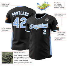 Laden Sie das Bild in den Galerie-Viewer, Uksn Individuelles Schwarz Hellblau-Weiß Klassischer Farbblock Seitenpanel-Streifen Authentisches Baseball-Trikot