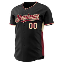 Laden Sie das Bild in den Galerie-Viewer, Uksn Individuelles Schwarz Karmesinrot-Creme Klassischer Farbblock Seitenpanel-Streifen Authentisches Baseball-Trikot